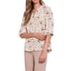 thumbnail image 4 of CAMISETA CHIC para Mujeres, Camisas de Botones con Estampado Floral, Top de Cuello Redondo Notched S Albaricoque, 4 of 6