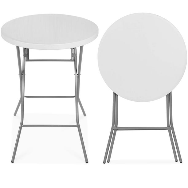 Mesa plegable Best Choice Products, barra redonda de 80 cm de altura, color blanco