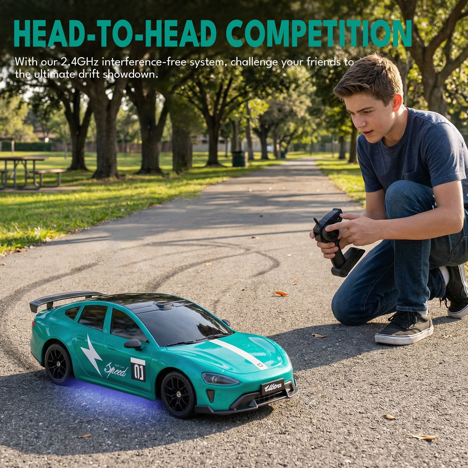 RC Car for Kids,1:20 Remote Control Car Toys with LED Lights, 30KM/H 4WD High Speed RC Vehicle Gift for Boys Girls Adults, Racing & Drifting