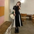 thumbnail image 5 of Casual Dresses for Women Vintage Long Midi Dress Summer Chinese Style Korean Fashion Short Sleeve Elegant Clothes 2024 (black,M), 5 of 6
