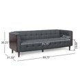 thumbnail image 3 of GDF Studio Croton Contemporary Fabric Tufted 3 Seater Sofa, Charcoal and Brown, 3 of 7