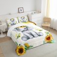 thumbnail image 3 of Manfei Kawaii Animal Elephant 3 Pieces Queen Comforter Set for Kids Children,Chic Floral Sunflowers Ultra Soft Bedding Sets,Cartoon Wildlife Bedding Comforter Set Breathable,Luxury Bedroom Decor, 3 of 8