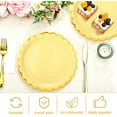 thumbnail image 3 of Tutuviw 20 Pcs 9" Scalloped Paper Plates with Gold Border, Disposable Plates Decorative Scalloped Plates, Dinnerware Mint Gold Rim, Cake Dessert Paper Plates for Party Supplies (Yellow), 3 of 8