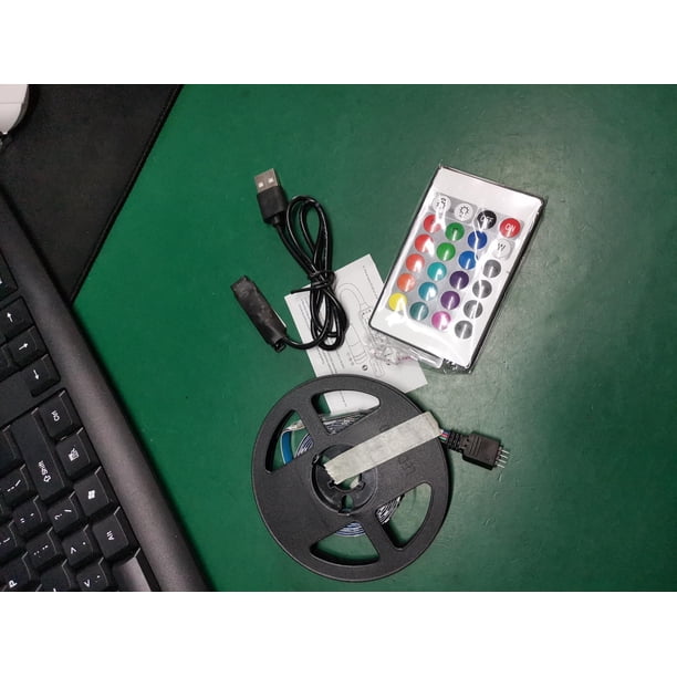 Luz Led Rgb 16 Luces Led Que Cambian De Color Con 24 Teclas De Luz De Tira De Control Remoto Yuarrent HA043350-03