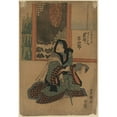 thumbnail image 2 of Toyokuni Utagawa 14x18 Black Ornate Wood Framed Double Matted Museum Art Print Titled - Iwai Hanshiro No Oiso No Onna Umakata Tragauishi No Ofumi (1818), 2 of 5
