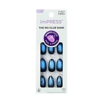 KISS imPRESS Press On Nails Almond, ‘Lovesome’, Blue, Medium, 30 Count