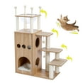 thumbnail image 6 of Pefilos 49" Cat Condo for Multiple Cats Wood Cat Tree Modern Cat Tower Kitten Large Space Capsule Nest Cat Bed, Beige, 6 of 13