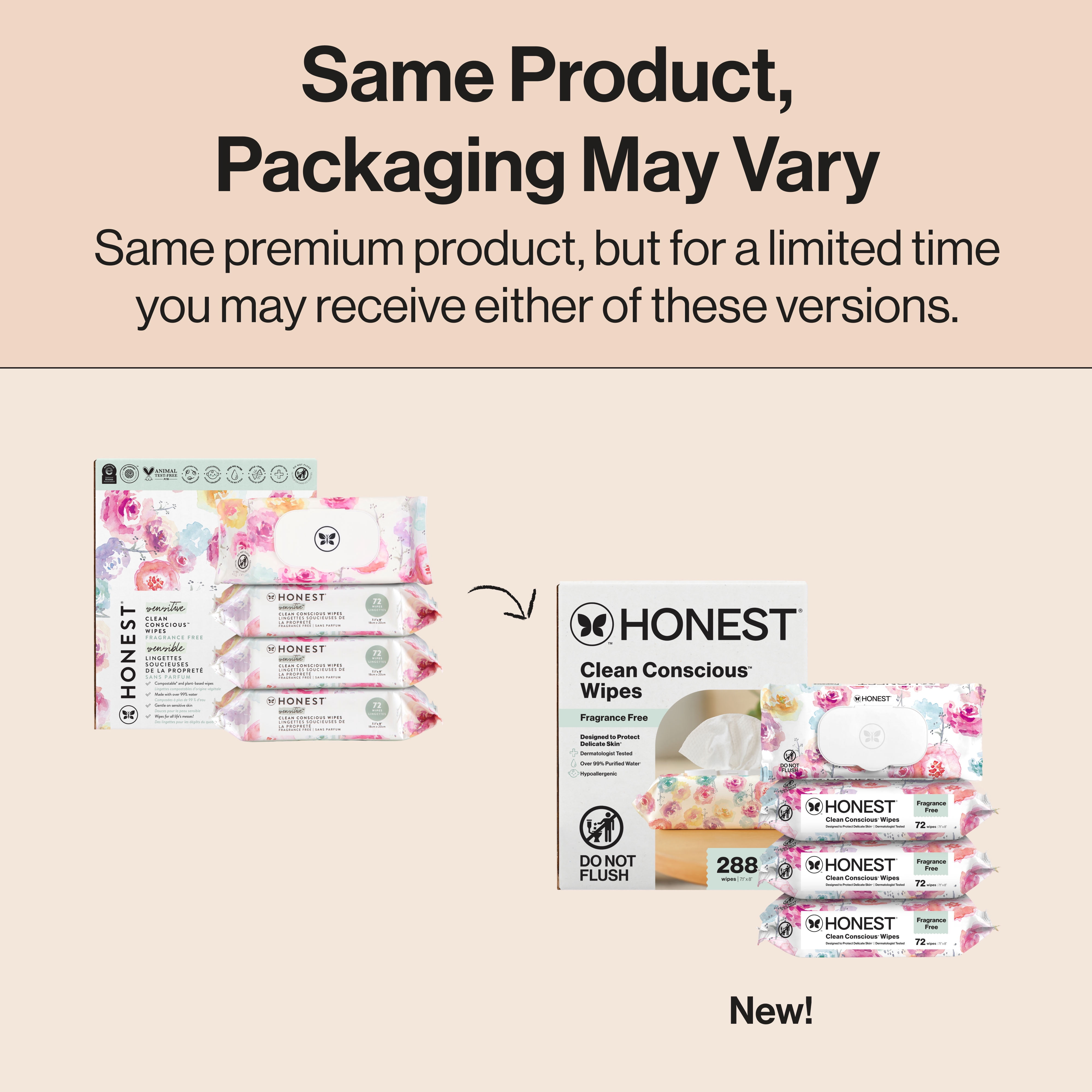 The Honest Company Clean Conscious Wipes, Rose Blossom, 288 Count