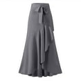 thumbnail image 2 of SBYOJLPB The Summer I Turned Pretty Women'S Skirts Women'S Casual Hakama Irregular Leaf Bow High Waist Long Culottes,Gray, 2 of 9