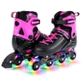 thumbnail image 1 of Babyjoy Patins en Ligne pour Enfants, Patins à Roulettes Réglables Lumineux avec Roues Lumineuses Rose, 1 of 10