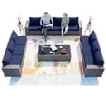 thumbnail image 3 of ALAULM 12 Piece Patio Furniture Set,Wicker Rattan Outdoor Sectional Sofa Set with Coffee Table&Thicken Navy Blue Cushions, 3 of 8
