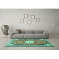 thumbnail image 3 of Ahgly Company Machine Washable Indoor Rectangle Medallion Turquoise Blue Traditional Area Rugs, 4' x 6', 3 of 4