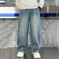 thumbnail image 5 of Gubotare Baggy Jeans for Boys Kids Boys Jeans Baggy Vintage Straight Leg Denim Cargo Pants Size 12-14 (Blue,12-14 Years), 5 of 9