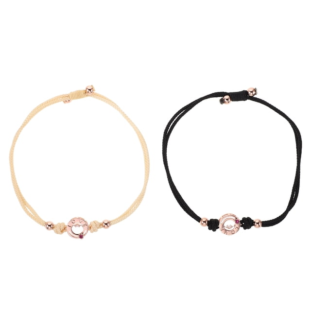 1 par de pulseras vibratorias para pareja, pulseras de conexión de latidos del corazón para él y para ella, pulseras tejidas ajustables, joyería de aniversario para relaciones a distancia.