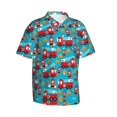thumbnail image 2 of Fire Fighters Truck Hawaiian Shirts For Men, Summer Short-Sleeve Relaxed-Fit Button-Down Shirts Small, 2 of 9