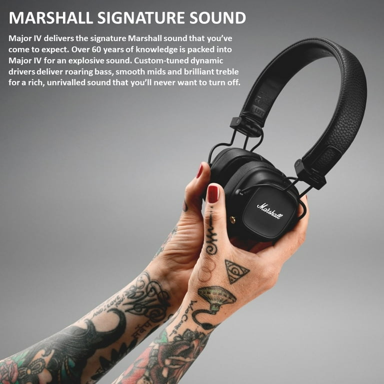 Marshall Major IV On-Ear Wireless Bluetooth Headphone, Black