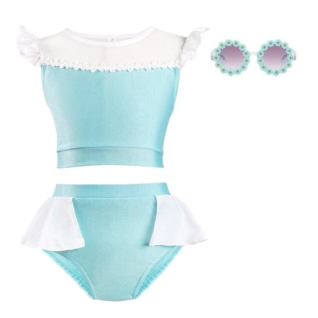 Trajes de baño para niñas pequeñas Princesa para niños pequeños Traje de baño de dos piezas para niños Conjunto de bikini 2023 Traje de baño de vacaciones de natación de verano5T (Tag130) Gao Jinjia LED