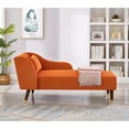 thumbnail image 3 of Triple Tree Velvet Chaise Lounge Chair Upholstered with Backrest and Curved Armrests, Orange, 3 of 8