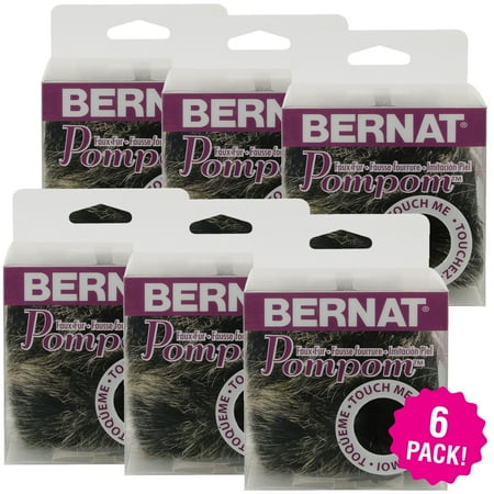 Bernat Faux Fur Pompom 1 Count - Black Mink, Multipack of 6