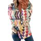 thumbnail image 1 of ICHUANYI Clearance Women's Fashion Loose Turtleneck Print Zip Sleeve Sweatshirt Top Blouse(Khaki, S) ICHUANYI WER2023080710860, 1 of 4