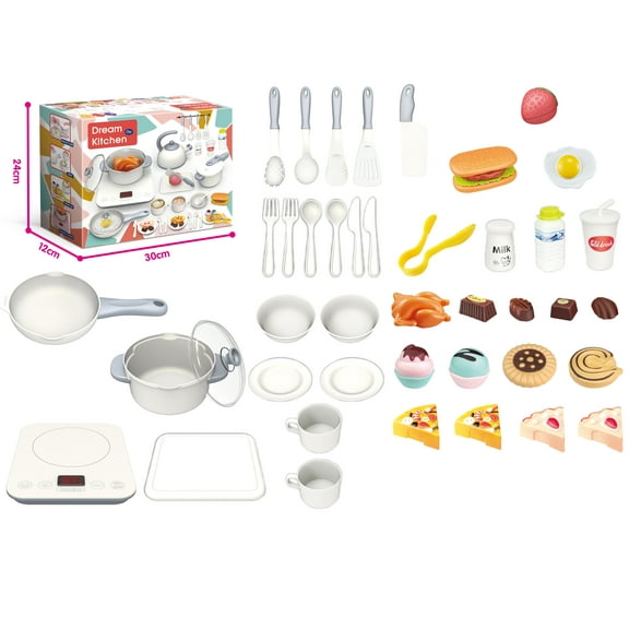 Kitchen Toy Set 45 Pieces Pretend Cooking Playset for Kids for Ages 3  Valessati