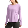 thumbnail image 2 of RongHuan Women's Sun Shirts UPF 50+ Long Sleeve Shirt Lightweight Workout Hiking Tops Crew Neck Solid Color T-Shirt, 2 of 4