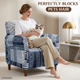 thumbnail image 4 of FKELYI Couch Sofa Cover Stretch Armchair Slipcover with Elastic Bottom Blue Bohemian Geometric Print Soft Furniture Protector Decor for Living Room Home Office, 4 of 7