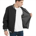 thumbnail image 3 of MADHERO Mens Casual Reversible Varsity Jacket Fashion Baseball Bomber Jacket Coat Black Grey Size XL, 3 of 9