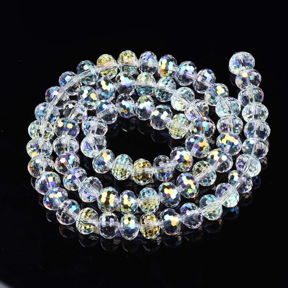 5 Strand Electroplate Transparent Glass Beads Strands AB Color Plated Faceted Rondelle Clear AB 10x7.5mm Hole: 1.4mm about 68~70pcs/strand