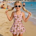 thumbnail image 3 of Uourmeti Cartoon Capybara & Strawberry Heart Skirted One-Piece Swimsuit - Cute Quick Dry Swim Dress for Girls, Perfect for Beach & Pool Vacations, 3 of 8