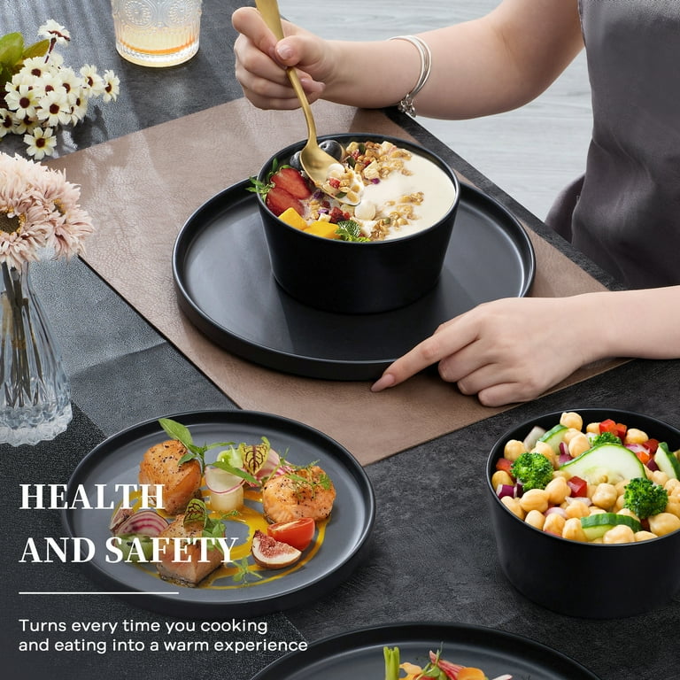 12-Piece Stoneware Dinnerware Set for 4, Black photo 3