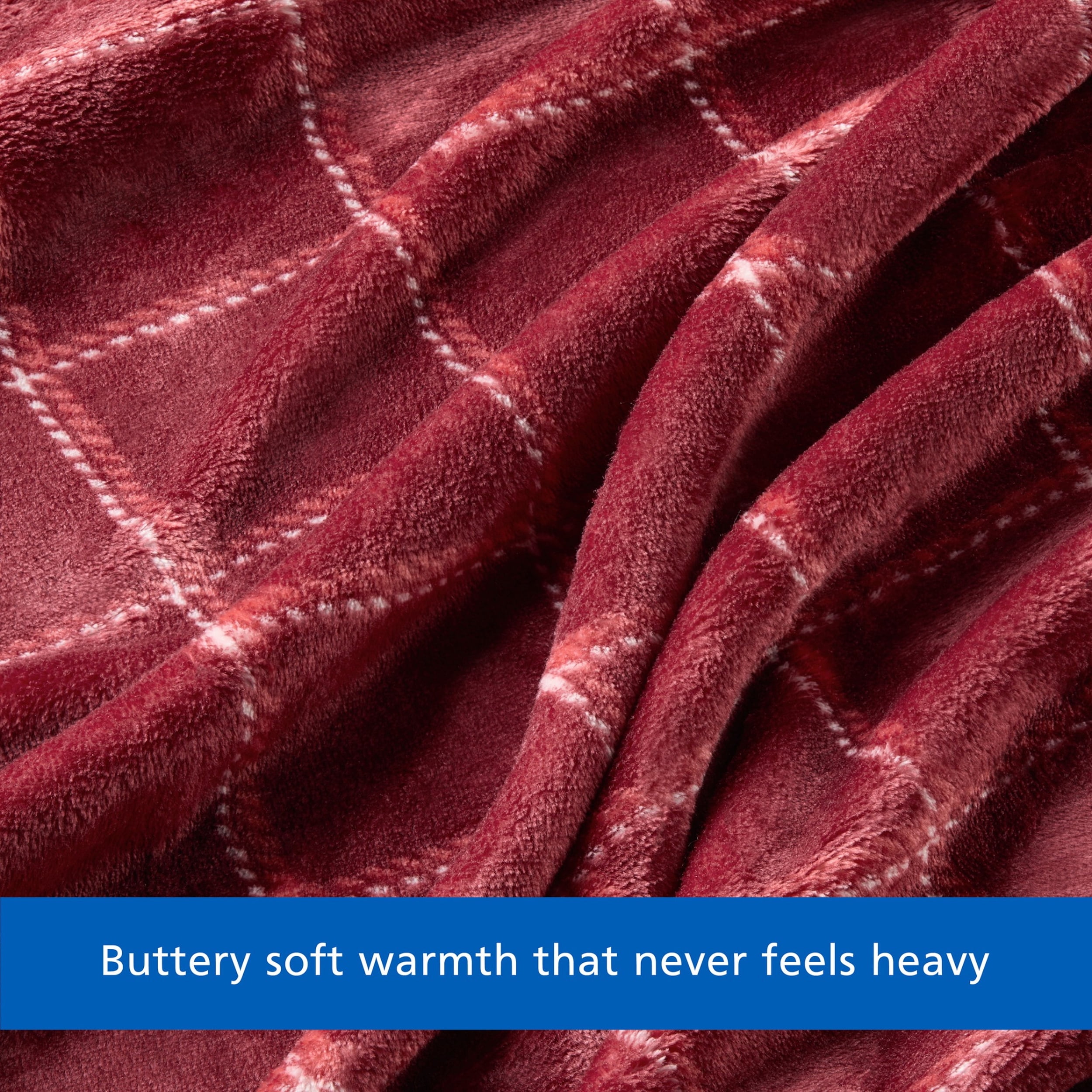 Mainstays Velvet Plush Bed Blanket, Red Check, Full/Queen Size