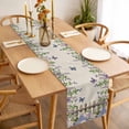 thumbnail image 3 of Table Runner 72 Inches Long for Kitchen Dining, Spring Purple Flowers Dresser Scarf Farmhouse, Dining Table Decorations for Wedding/Parties, Farmhouse Leaves Fences Burlap 14 x 72 In, 3 of 8