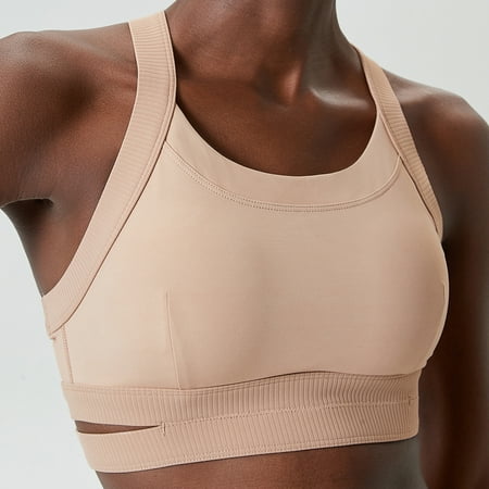 Women High Quality Yoga Bra Solid Color Adjustable Sports Underwear Gathered Push Up Gym Crop Top Breathable Workout Clothes 427 (Pink L)