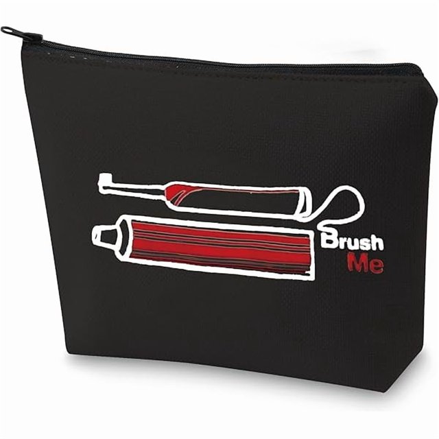 wonima02 Novelty Travel Toothbrush Holder Brush Me Canvas Travel Dopp Kit Toothpaste Organizer Toiletries Bag (Brush Me Black Bag)
