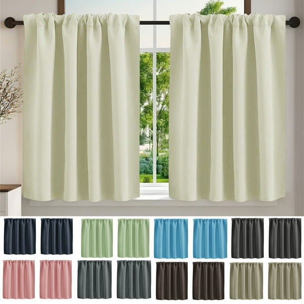 Cortinas de color sólido, 2 unidades, paneles de ventana que filtran la luz para separar la sala de estar o el dormitorio, privacidad y decoración (beige).