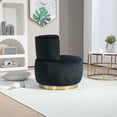thumbnail image 3 of Swivel Barrel Chair, Modern Round Accent Arm Chairs, Upholstered Comfy 360 Degree Swivel Single Circle Club Sofa Chair Velvet Fabric Chair for Living Room, Bedroom, Office, Waiting Rooms, Black, 3 of 9