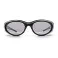 thumbnail image 5 of Oval Geometric Dimensional Diamond Cut Bevel Plastic Sport Sunglasses Grey Brown - Silver Mirror, 5 of 8