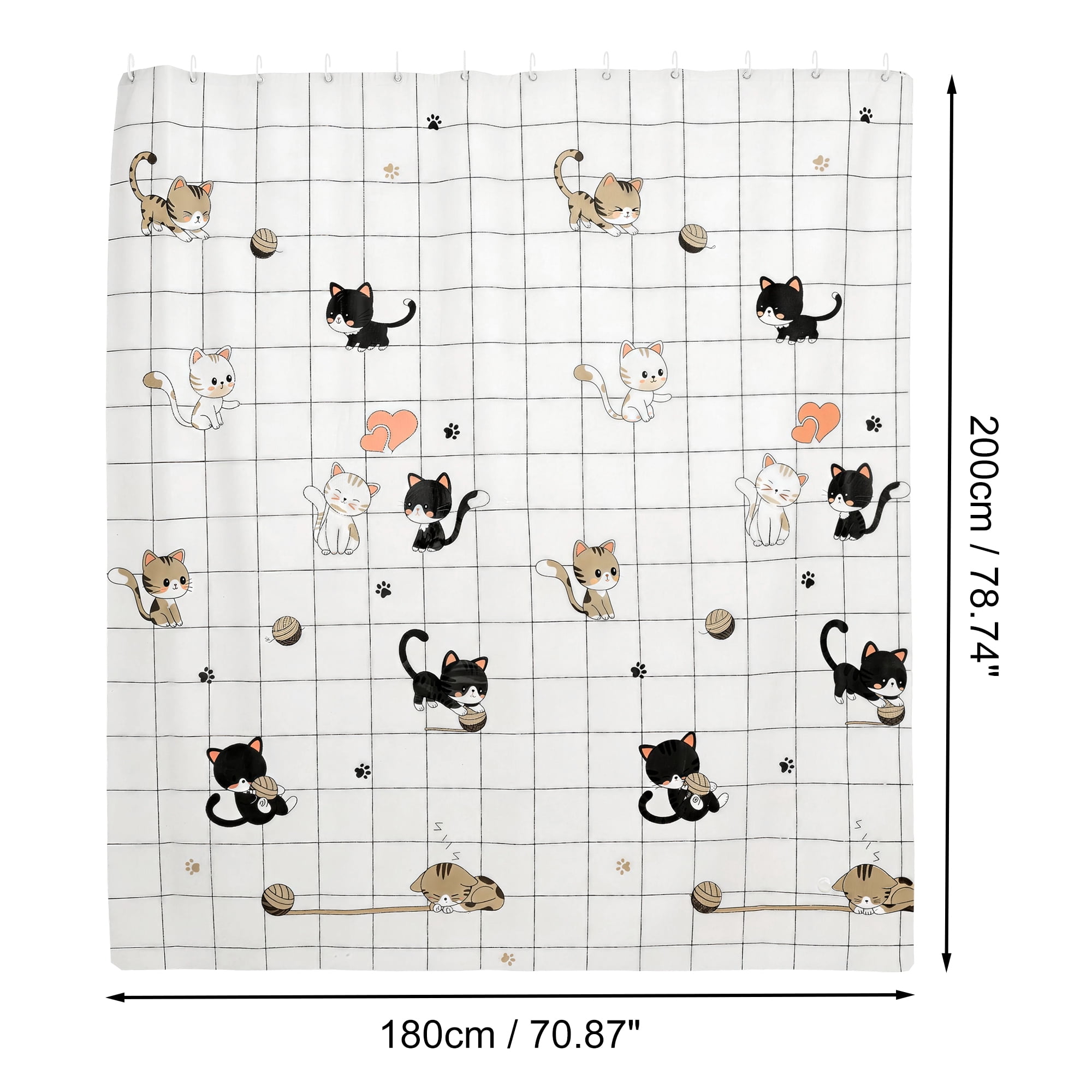 Unique Bargains Durable Shower Curtain Measuring 70.87x78.74 Inches One Piece Cat