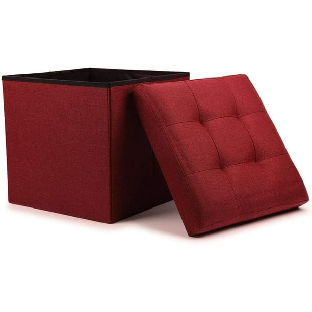 Folding Storage Ottoman Cube Foot Rest Stool Seat 15" x 15"