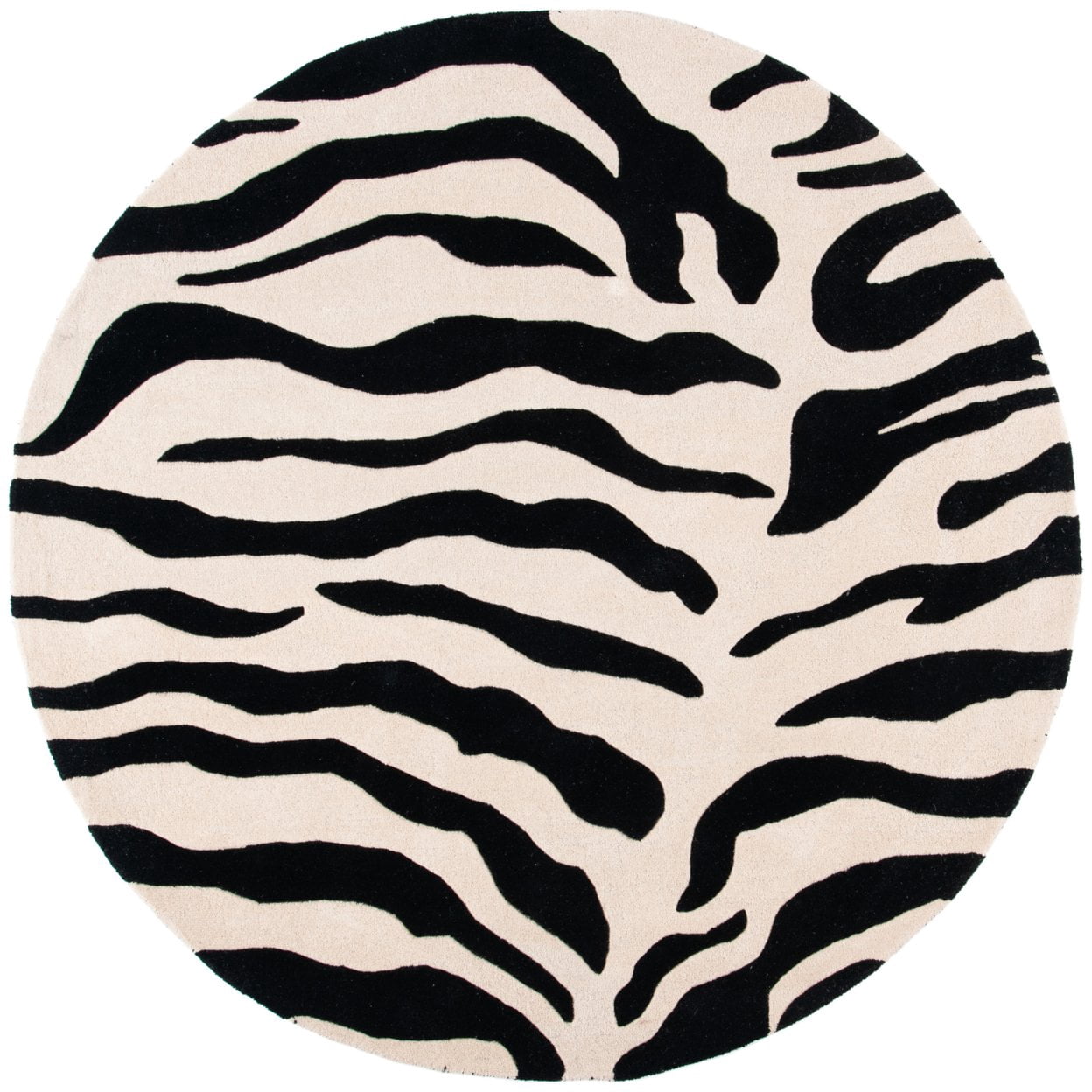 SAFAVIEH Soho Frazier Zebra Striped Wool Area Rug, Beige/Black, 3'6" x 5'6"
