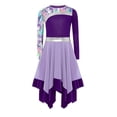 thumbnail image 3 of inlzdz Robe de Danse Imprimée pour Filles, Manches Longues, Bloc de Couleur, Asymétrique, Liturgique, Église, Rose 16, 3 of 5