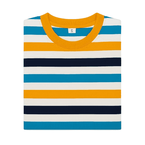 Children's Cotton T-Shirt, Striped T-Shirt, Gold, Blue, and White - 4T