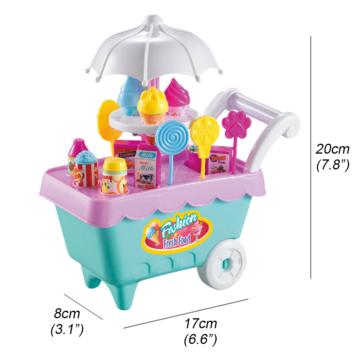 Children Role Play Toys Mini Candy Cart Detachable Ice Cream Shop Cart