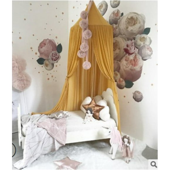 FAROOT Enfants Bébé Pendaison Moustiquaire Princesse Dôme Solide Couverture de Lit de Couleur