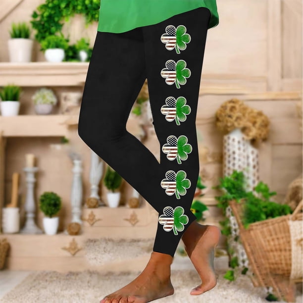 TaTaai St Patrick's Day Random Print Non-see-through Women Tight Yoga Capri Leggings Stretchy Elastic Breathable Fashion Casual Gym Daily Wear Gift