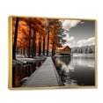 thumbnail image 2 of Designart "Orange Lake Orange Lakeside " Lake House Cottage Floater Framed Wall Art Print, 2 of 7