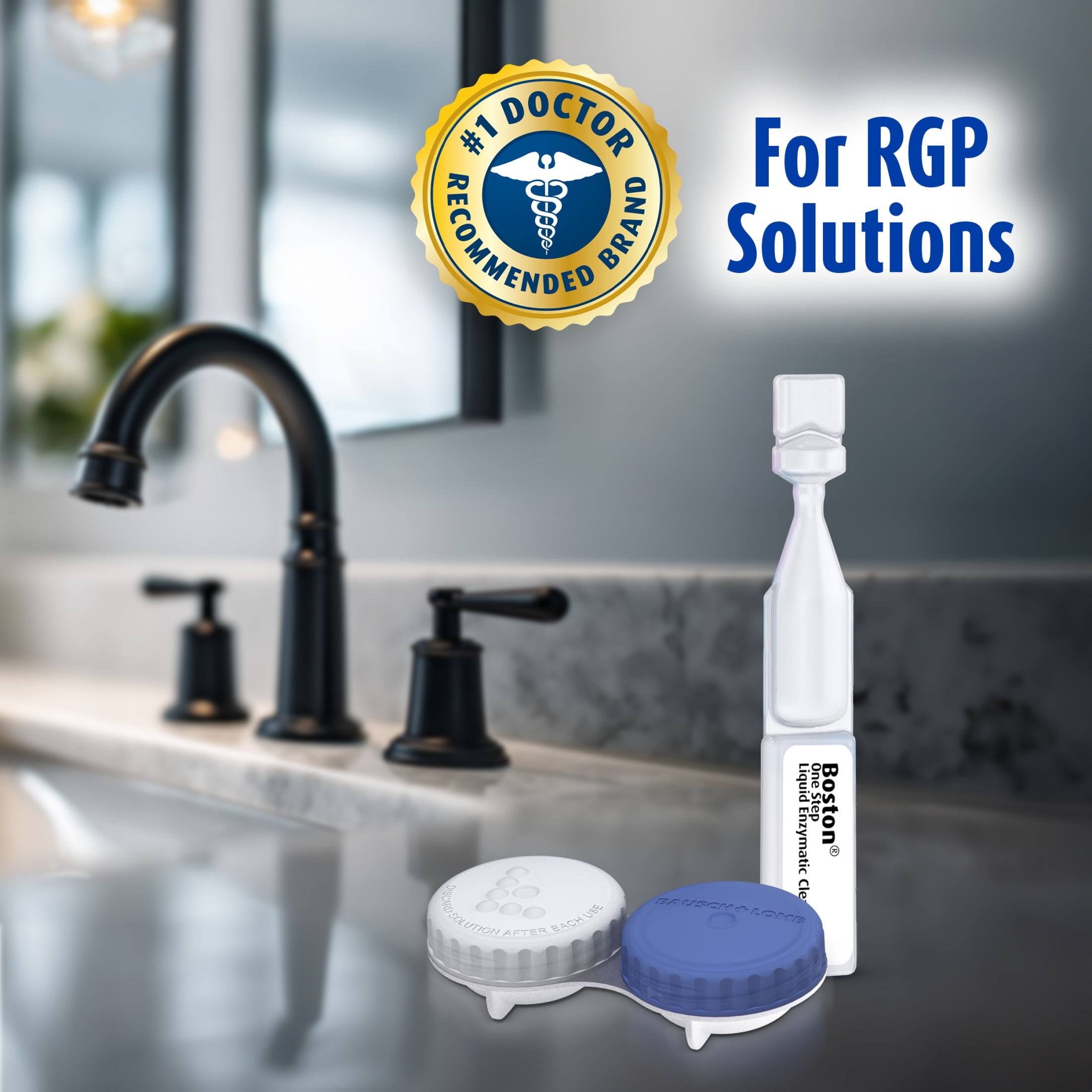 Boston One Step Liquid Enzymatic Cleaner – from Bausch + Lomb, 15 Sterile Single-Use Dispensers