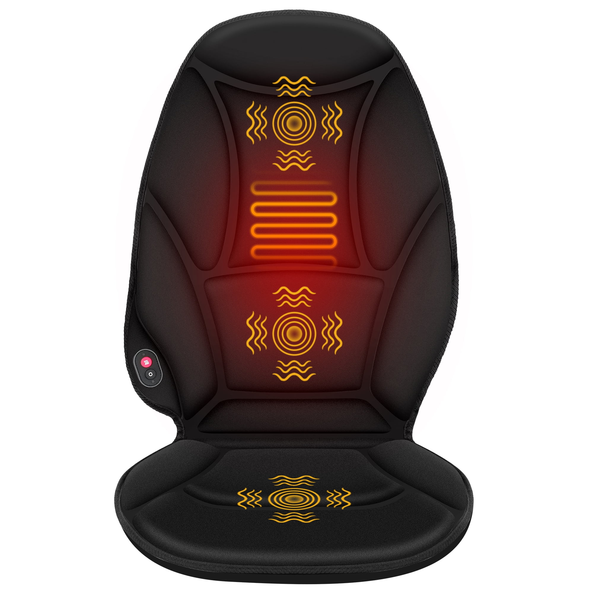 Vibration Seat Cushion Massager with Heat, Back Massager Chair Pad for Home Office Black