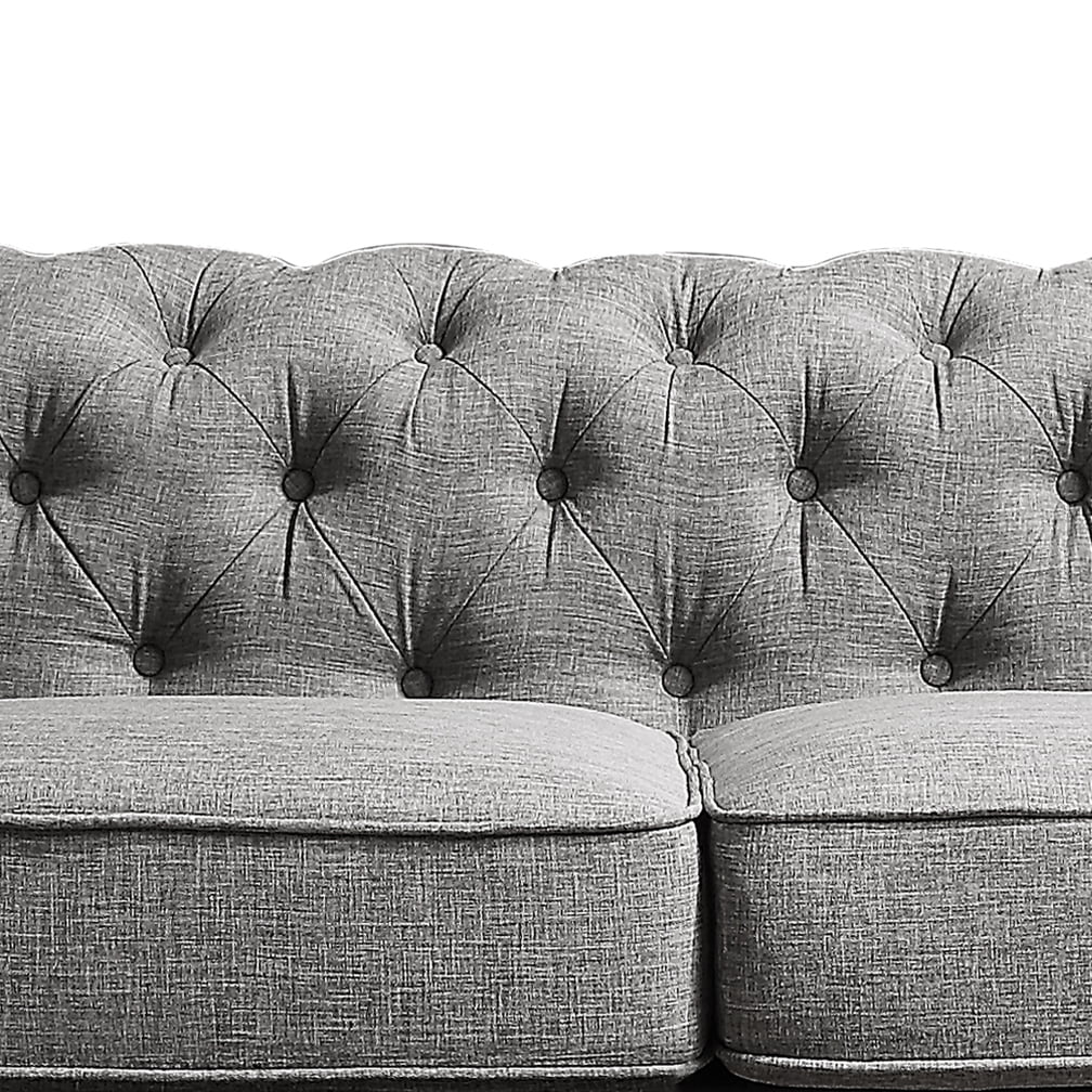 Gewnee Gray 65” Loveseat, Solid Wood Frame & Rubberwood Legs for Living Room, Apartment, Guest Room